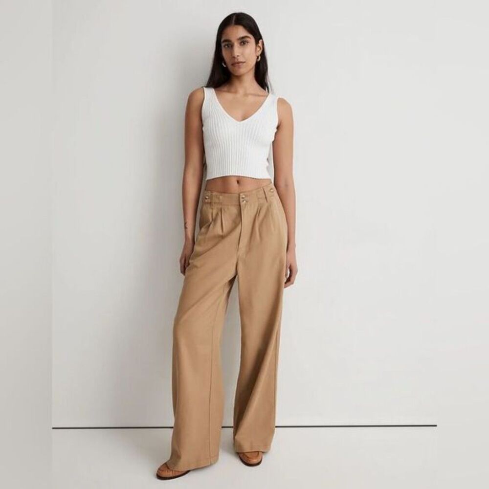Madewell the harlow wide leg pants size 2 tan trouser pant women's